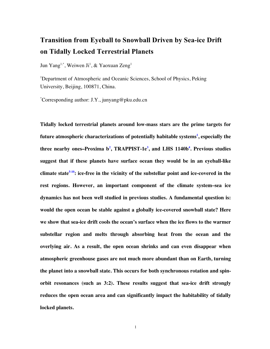 Transition from Eyeball to Snowball Driven by Sea-Ice Drift on Tidally Locked Terrestrial Planets