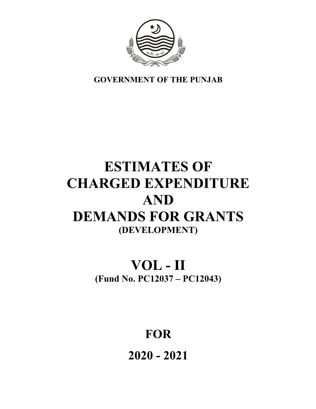 Estimates of Charged Expenditure and Demands for Grants (Development)