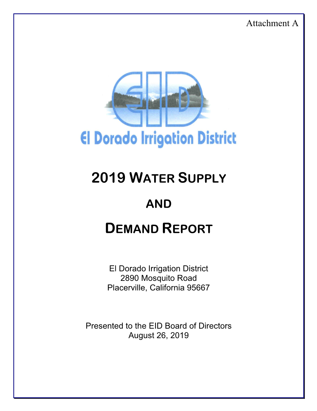 2019 Water Supply