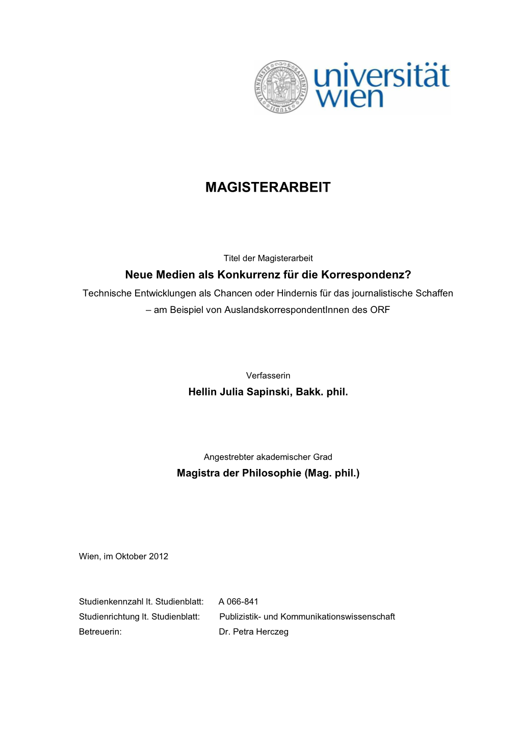 Magisterarbeit