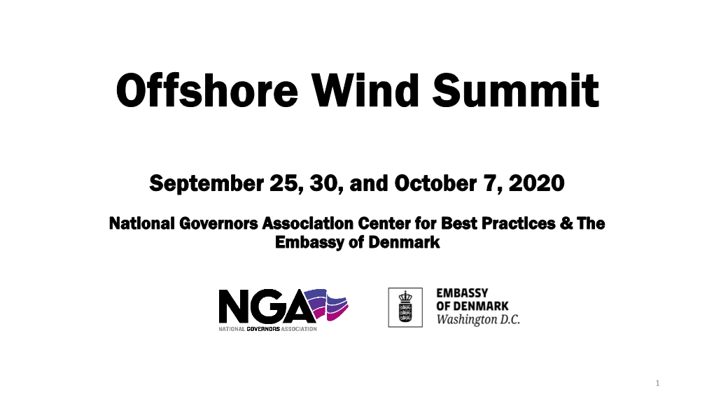 Offshore Wind Summit September 25, 30, and October 7
