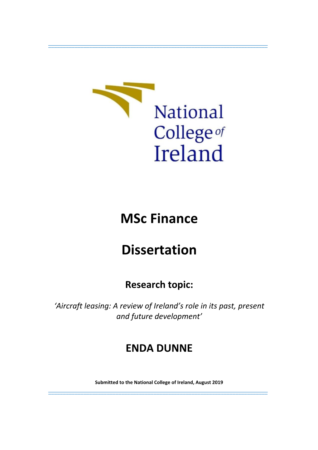 Msc Finance Dissertation