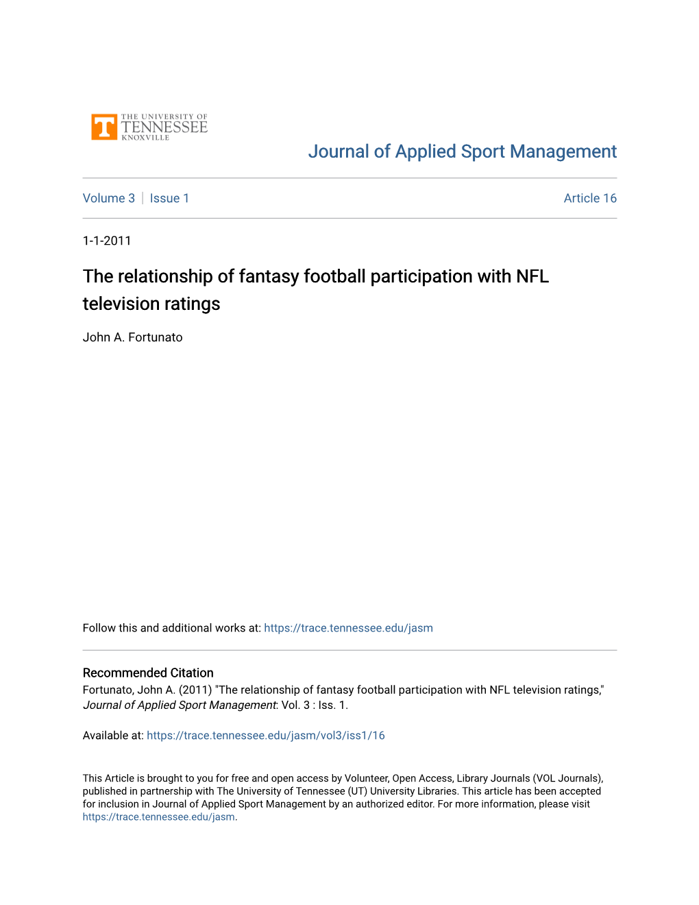 The Relationship of Fantasy Football Participation with NFL Television Ratings