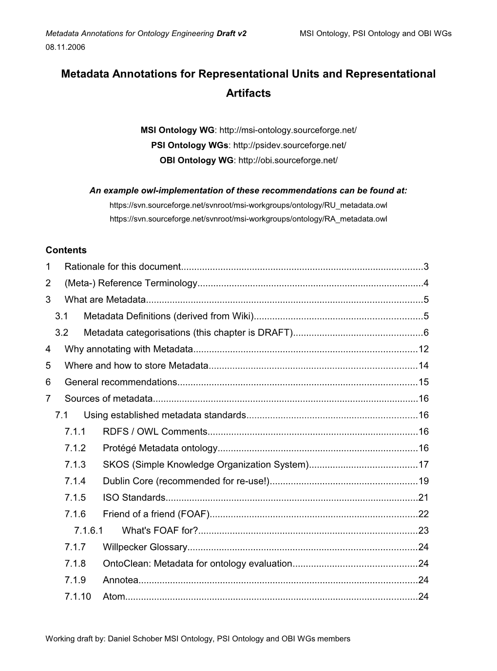 Metadata Annotations for Representational Units and Representational Artifacts