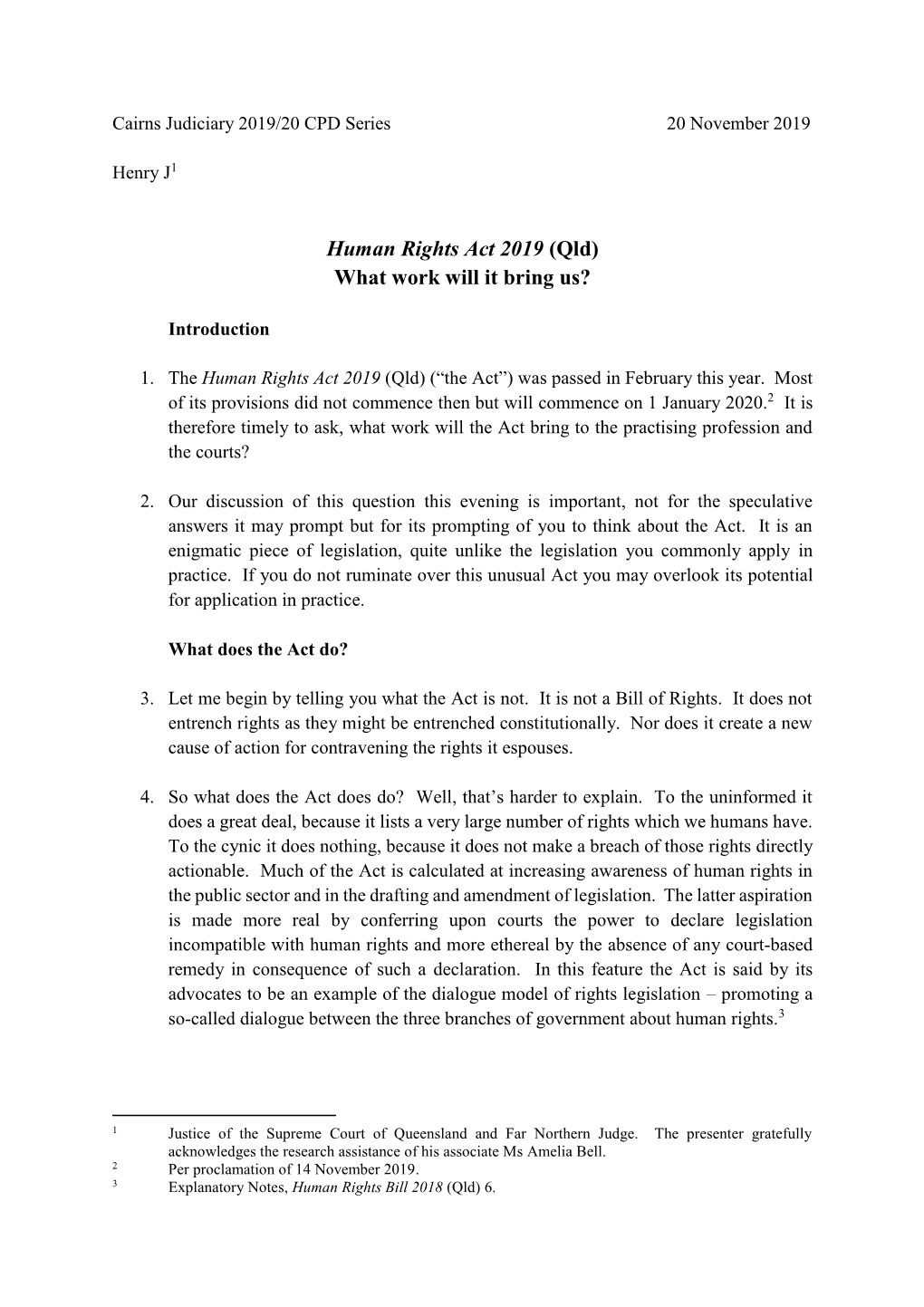 Human Rights Act 2019 (Qld)—What Work Will It Bring