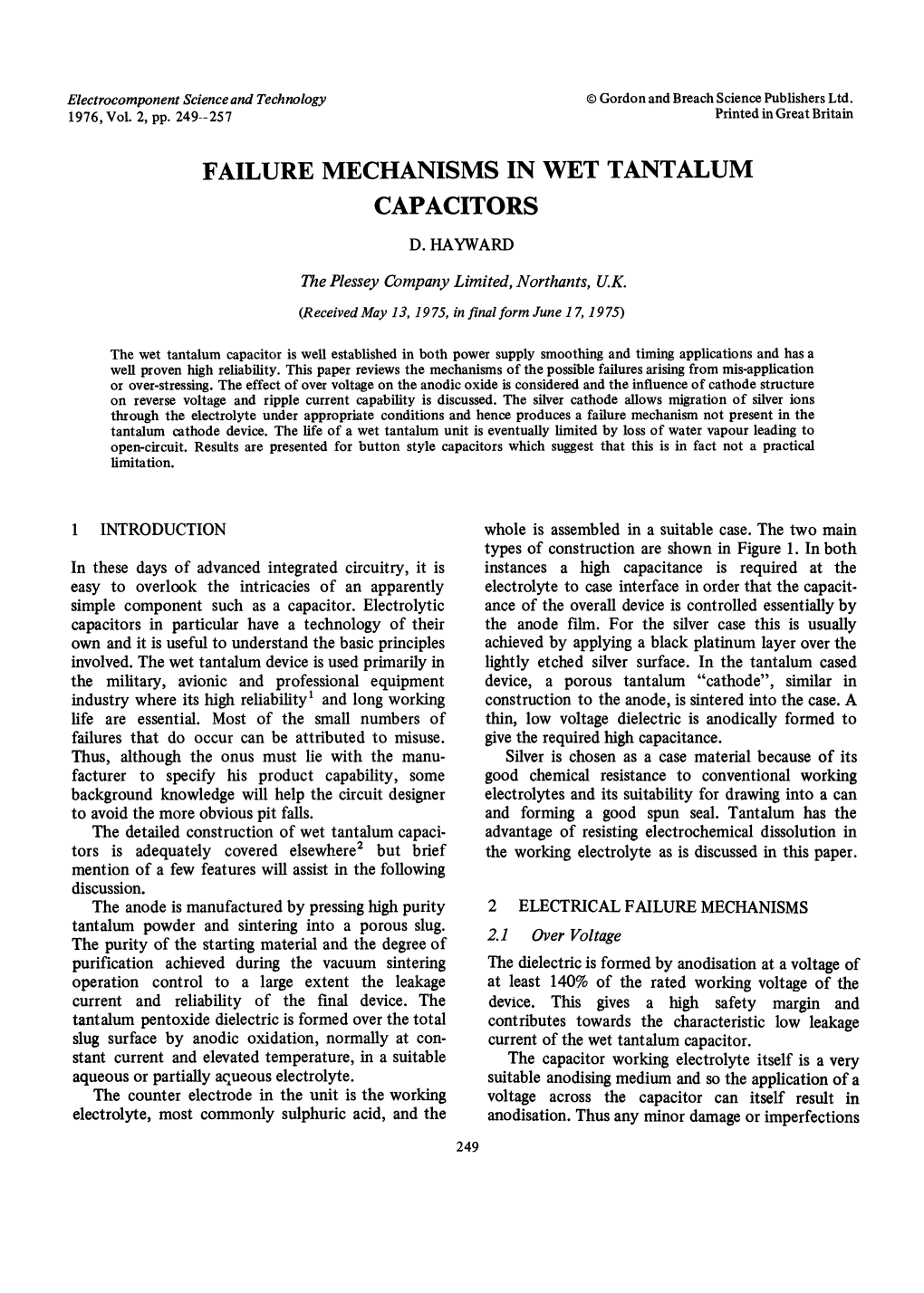 Failure Mechanisms in Wet Tantalum Capacitors