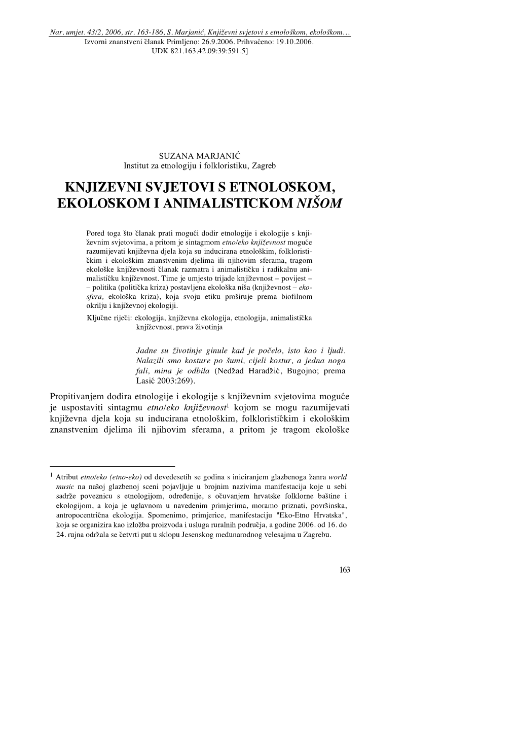 Književni Svjetovi S Etnološkom, Ekološkom I Animalističkom Nišom