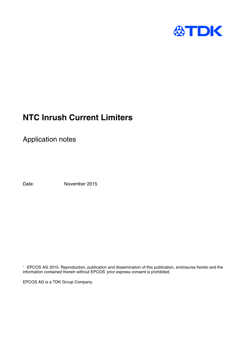 NTC Inrush Current Limiters, Application Notes