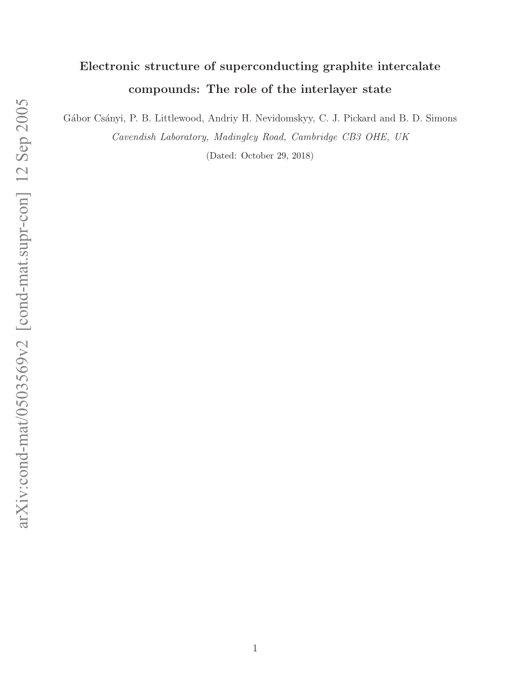 Electronic Structure of Superconducting Graphite