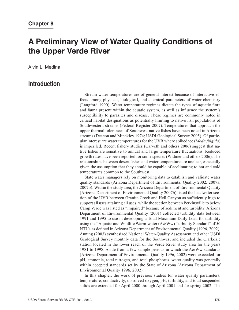 Synthesis of Upper Verde River Research and Monitoring 1993-2008