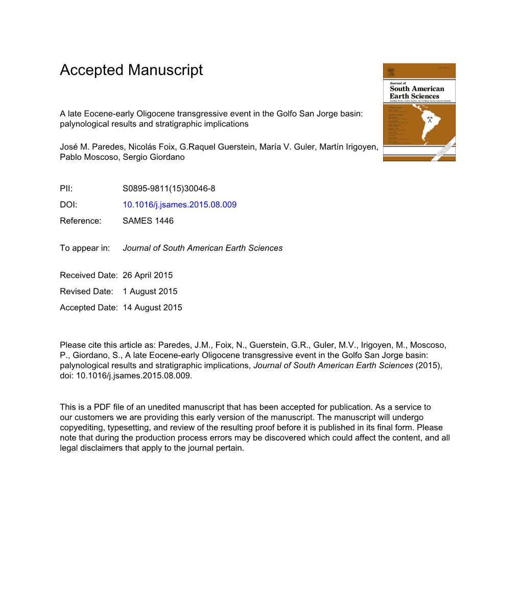 Palynological Results and Stratigraphic Implications