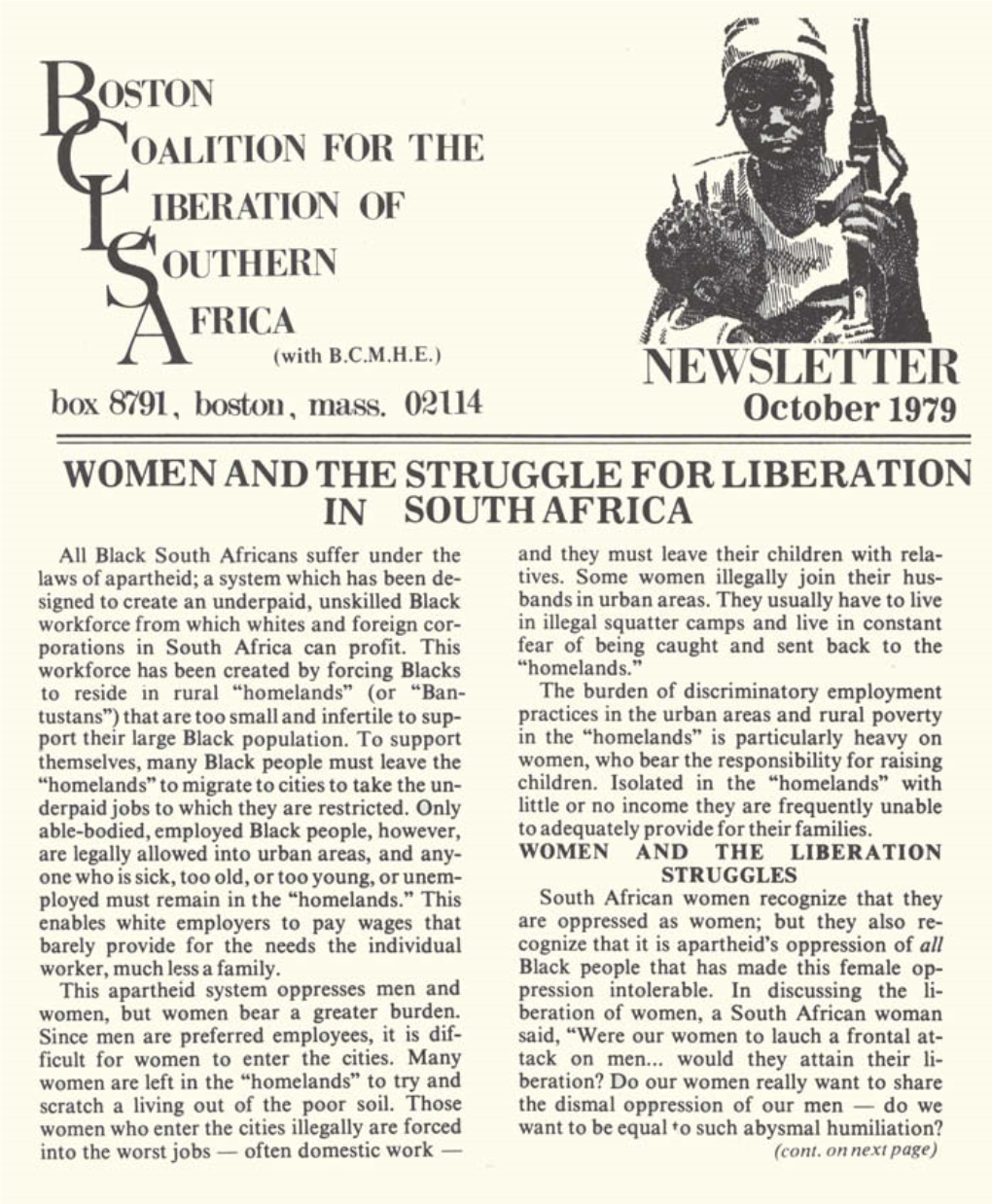 R IBERATION of OUTHERN FRICA October 1979 WOMEN AND