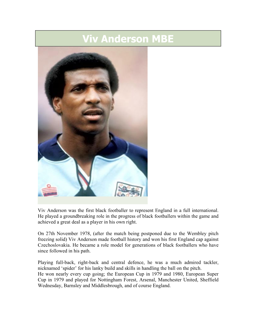 Viv Anderson MBE