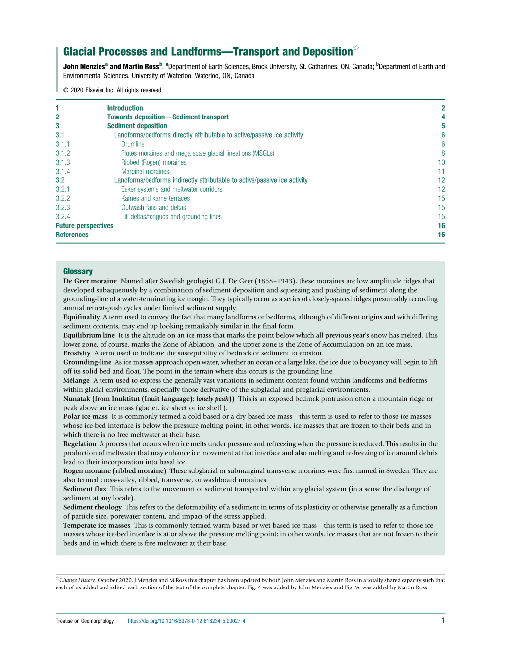 Glacial Processes and Landforms-Transport and Deposition