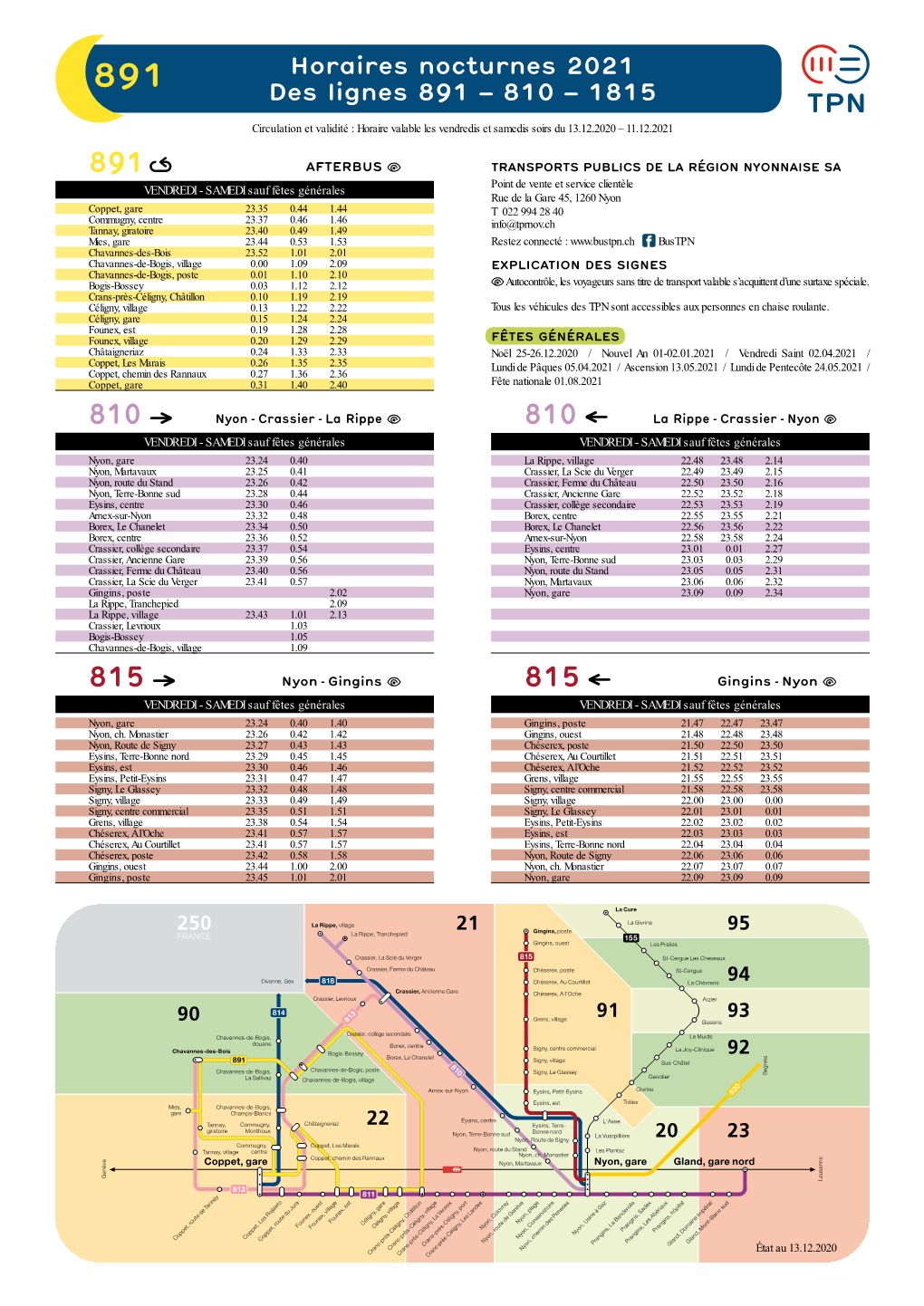 Horaires Nocturnes 2021 Des Lignes 891 – 810 – 1815