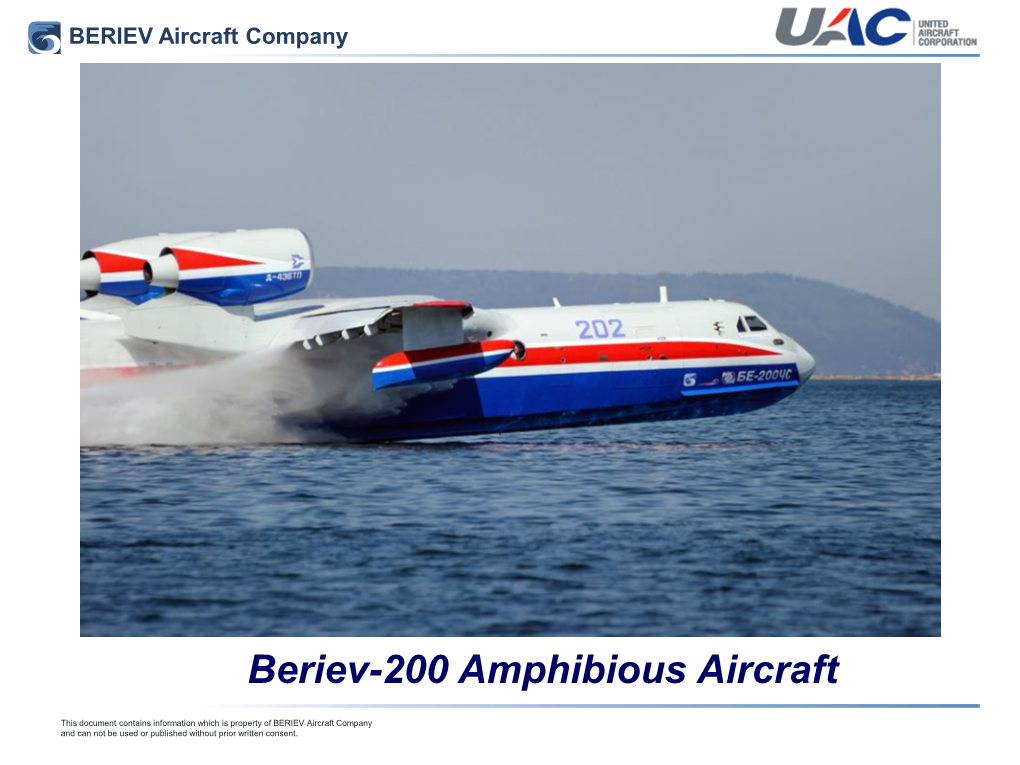 The Beriev Be 200 in the USA Tangent Link 2014 the Aircraft