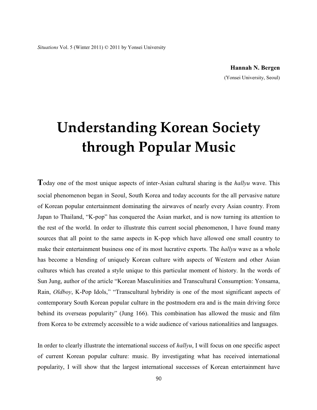 Understanding Korean Society Through Popular Music