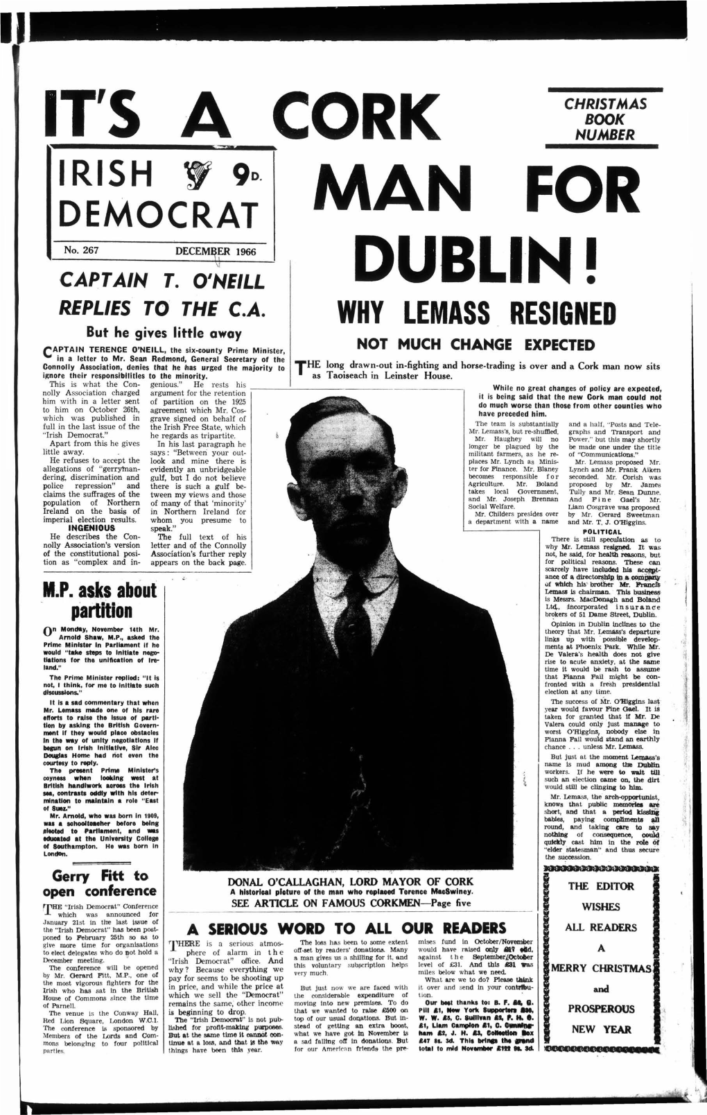 Irish Democrat." He Regards As Tripartite