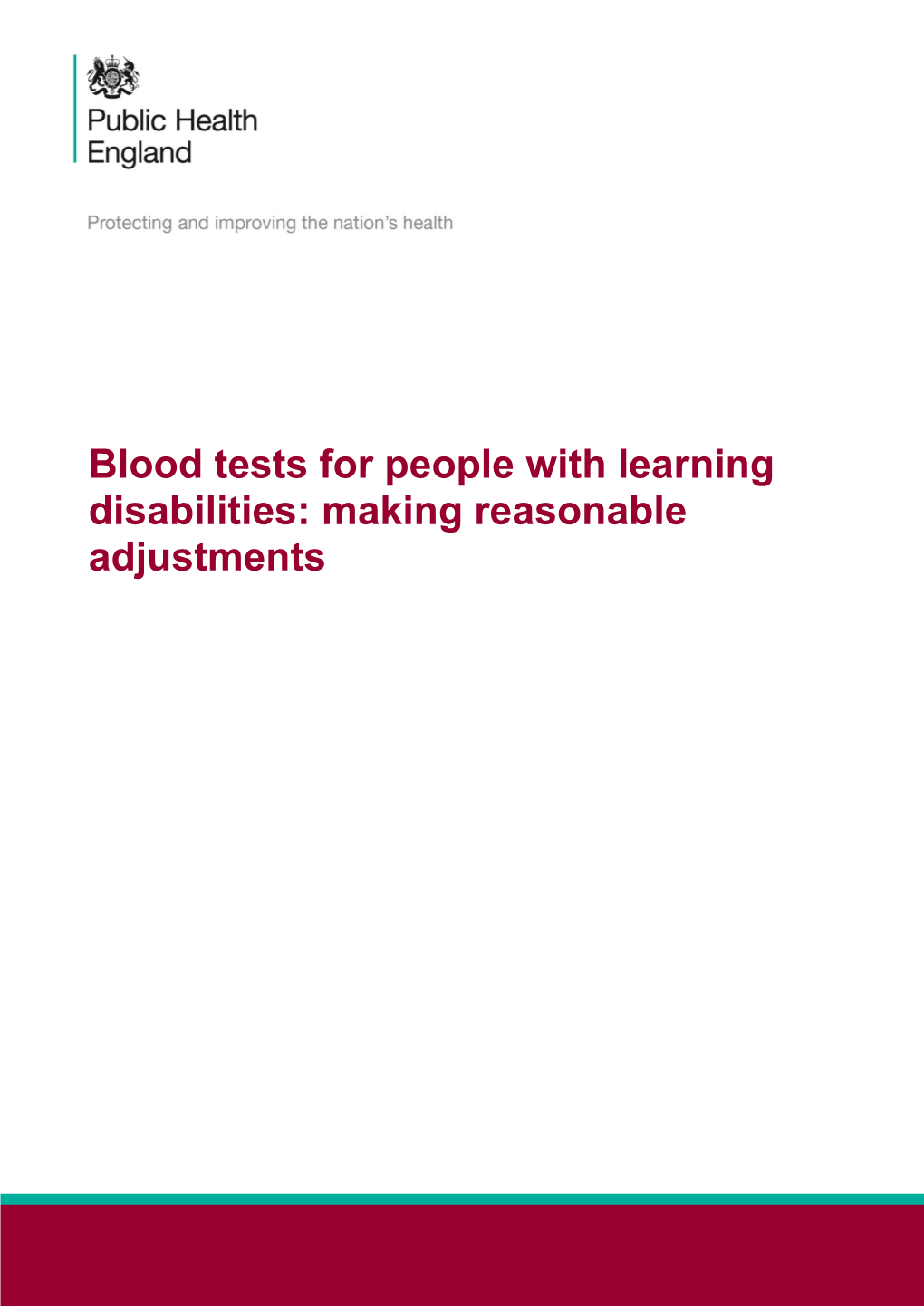 Blood Tests for People with Learning Disabilities: Making Reasonable Adjustments