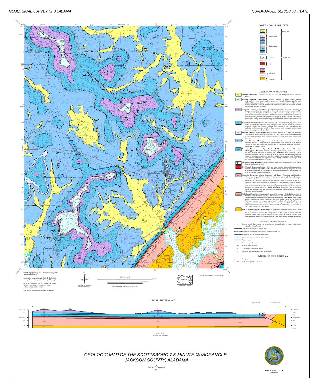 Geologic Map of the Scottsboro 7.5-Minute Quadrangle, Jackson County, Alabama