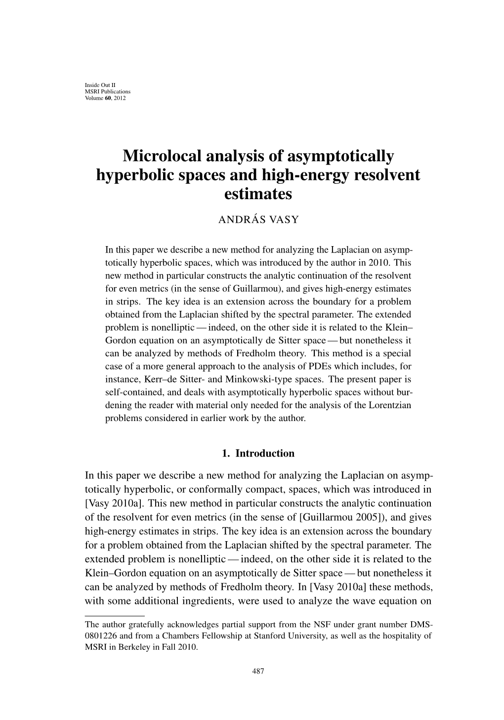 Microlocal Analysis of Asymptotically Hyperbolic Spaces and High-Energy Resolvent Estimates