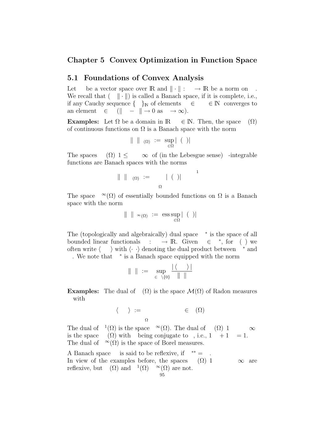 Chapter 5 Convex Optimization in Function Space 5.1 Foundations of Convex Analysis