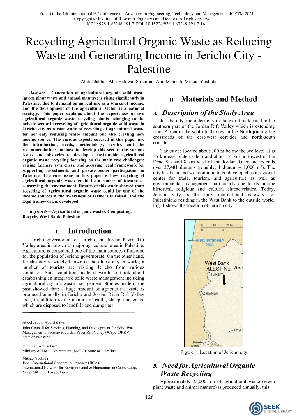 Palestine Abdel Jabbar Abu Halawa, Suleiman Abu Mfarreh, Mitsuo Yoshida