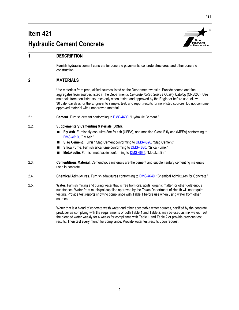 Item 421 Hydraulic Cement Concrete