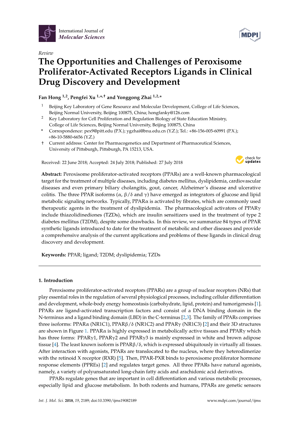 The Opportunities and Challenges of Peroxisome Proliferator-Activated Receptors Ligands in Clinical Drug Discovery and Development