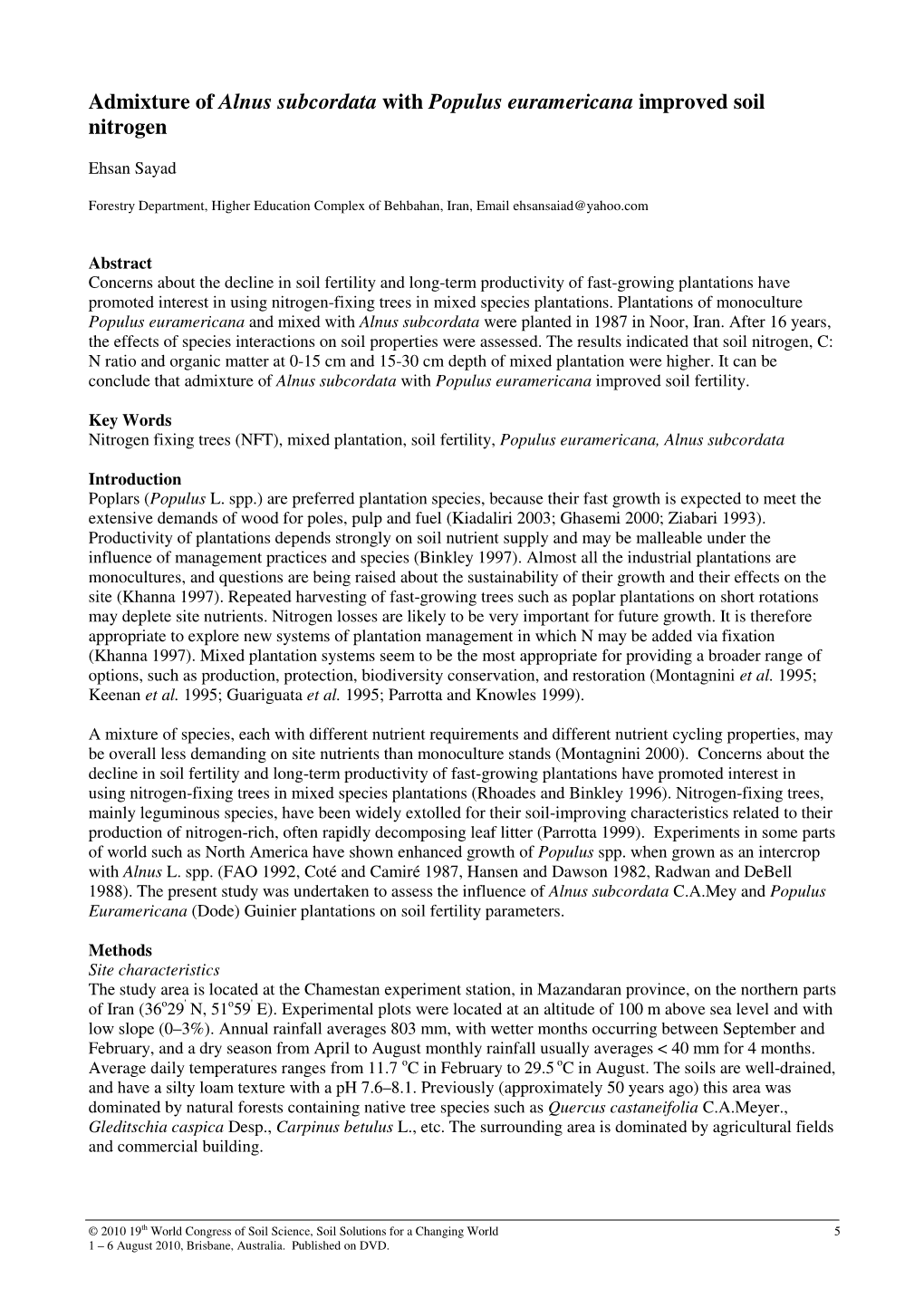 Admixture of Alnus Subcordata with Populus Euramericana Improved Soil Nitrogen