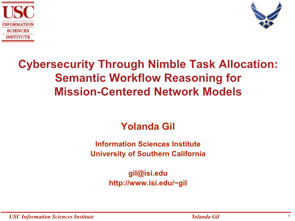 Cybersecurity Through Nimble Task Allocation: Semantic Workflow Reasoning for Mission-Centered Network Models