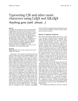 Typesetting CJK and Other Exotic Characters Using Latex and X E