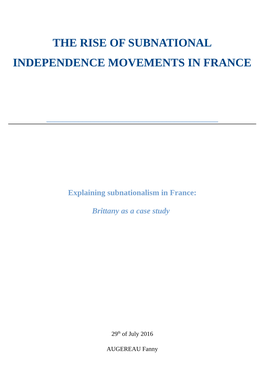 The Rise of Subnational Independence Movements in France