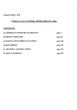 Royal Navy Senior Appointments from 1865