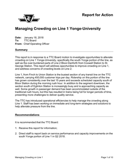 Managing Crowding on Line 1 Yonge-University