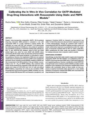 Calibrating the in Vitro–In Vivo Correlation for OATP-Mediated Drug-Drug Interactions with Rosuvastatin Using Static and PBPK Models S