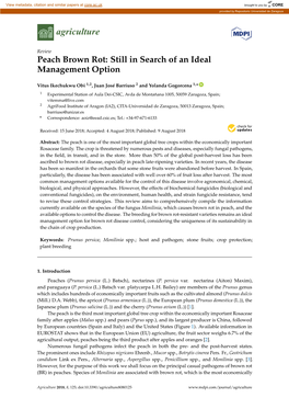 Peach Brown Rot: Still in Search of an Ideal Management Option