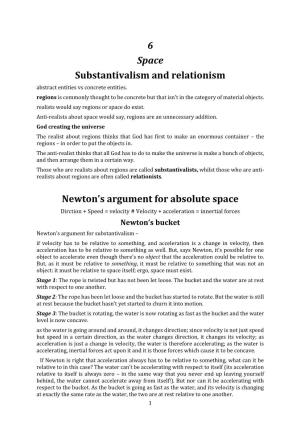 6 Space Substantivalism and Relationism Newton's Argument For