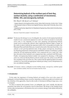 Determining Bedrock of the Northern Part of I˙Zmir Bay, Western Anatolia, Using a Combination of Microtremor, ESPAC, VES, and Microgravity Methods