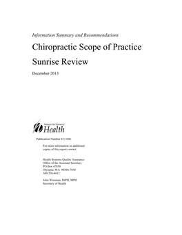 Chiropractic Scope of Practice Sunrise Review