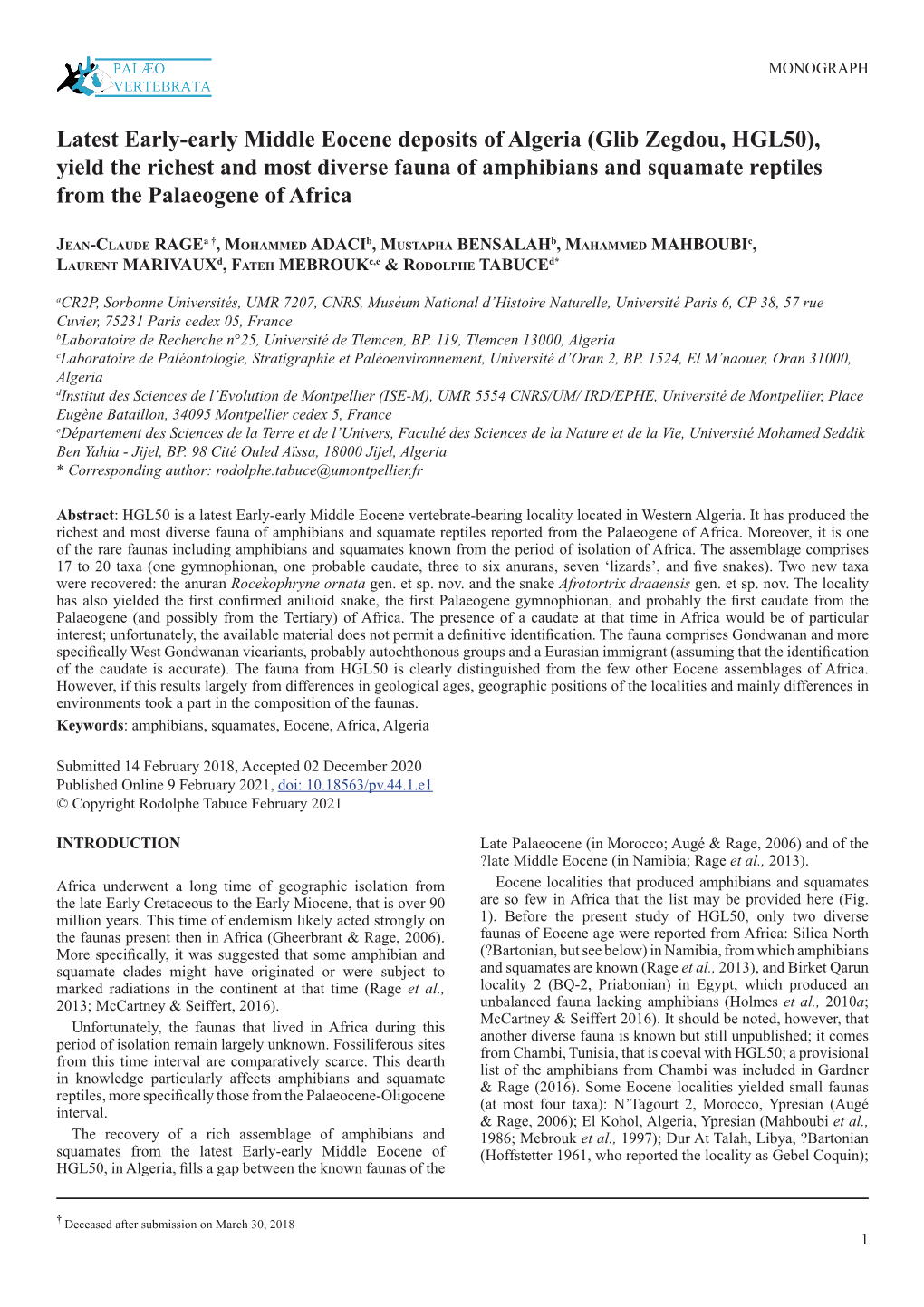 Latest Early-Early Middle Eocene Deposits of Algeria