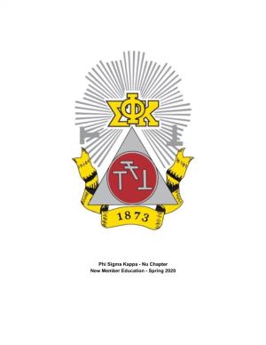 Phi Sigma Kappa - Nu Chapter New Member Education - Spring 2020