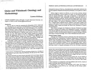 Quine and Whitehead: Ontology and Methodology 3