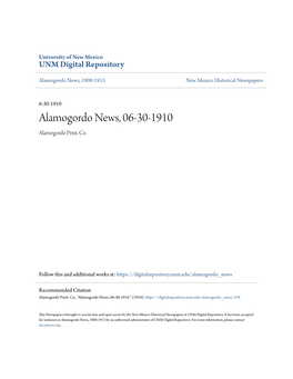 Alamogordo News, 06-30-1910 Alamogordo Print