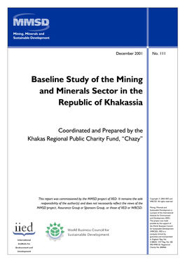 Baseline Study of the Mining and Minerals Sector in the Republic of Khakassia