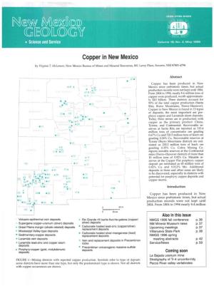 Copper in New Mexico Is Found in 13 Types a 'Lt) I of Deposits; the Most Important Are Por- '.,1, Phyry Copper and Laramide Skarn Deposits