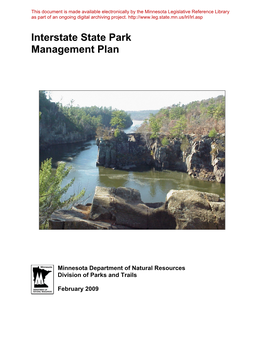 Interstate State Park Management Plan