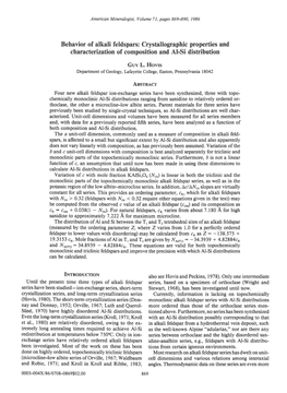 Behavior of Alkali Feldspars:Crystallographic Properties and Characterizutionof Compositionand Al-Si Distribution