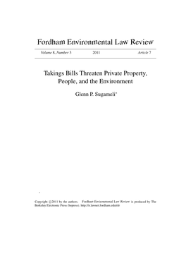 Takings Bills Threaten Private Property, People, and the Environment