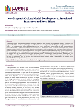 New Magnetic Cyclone Model, Bombogenesis, Associated Supernova and Nova Effects